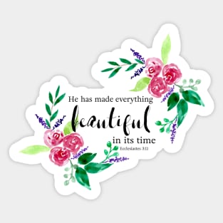 Watercolor Flowers Bible Verse Quote Christian Lettering Sticker